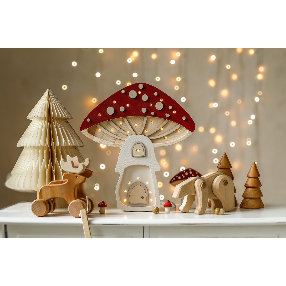 Lampe Veilleuse Maison Champignon rouge, LITTLE LIGHTS