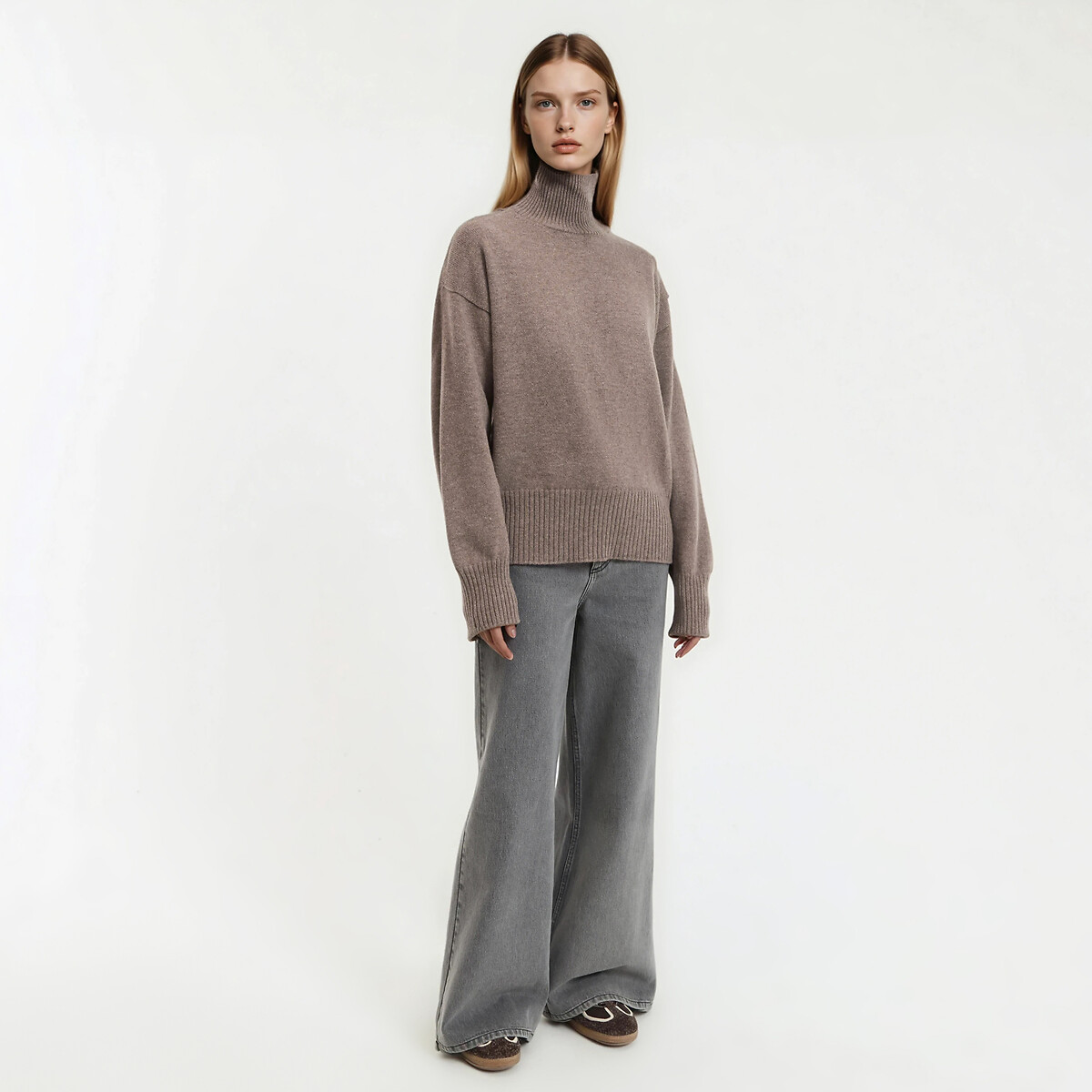Jersey de lana y cachemira, fabricado en Francia marrón claro, LA REDOUTE COLLECTIONS