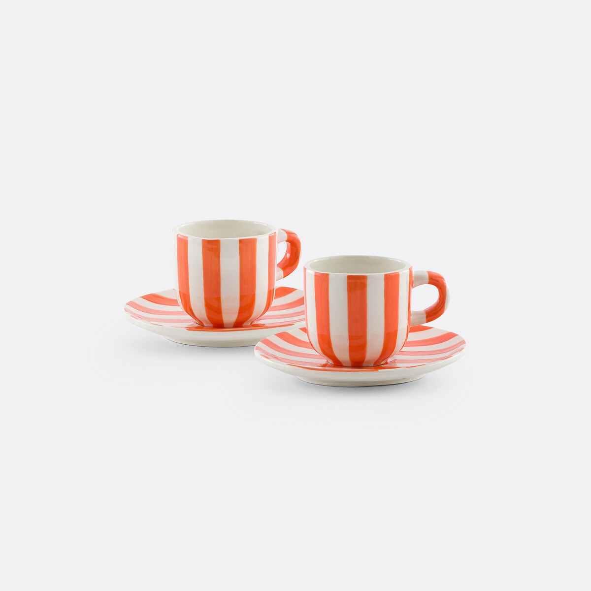 Set of 2 Darcy Dolomite Cups & Saucers coral, LA REDOUTE INTERIEURS