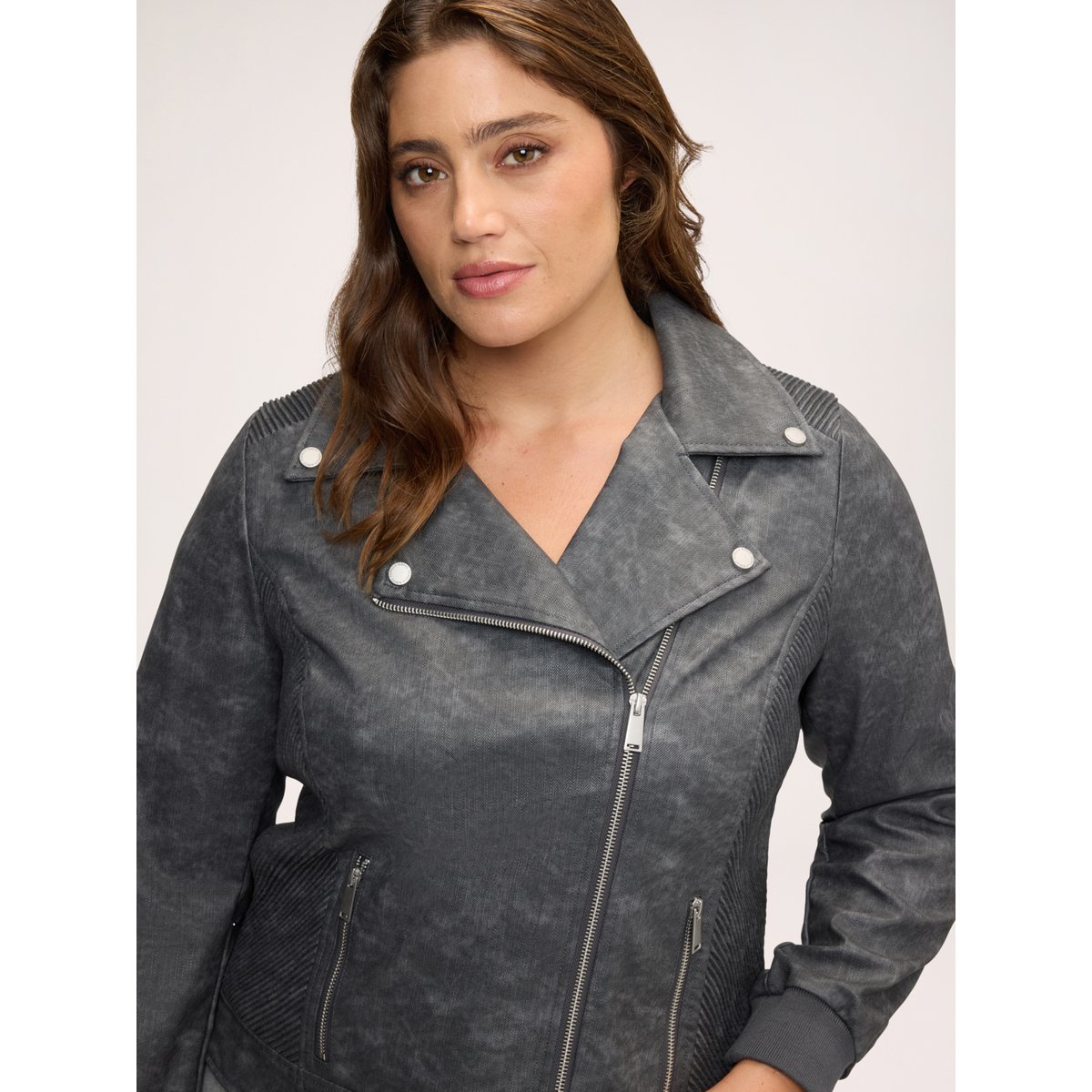 Veste biker avec poignets élastiqués gris, FIORELLA RUBINO