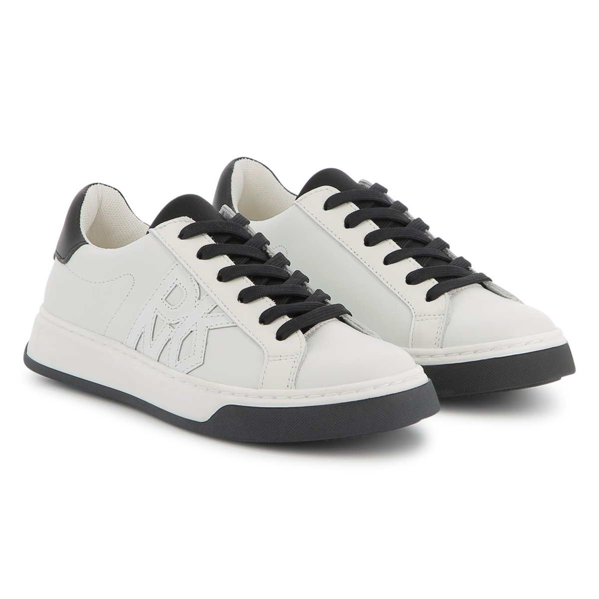 Sneakers con lacci in pelle blanc, DKNY
