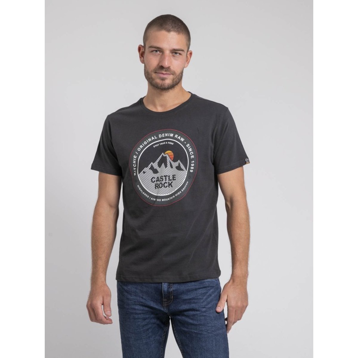 T-shirt Col Rond Pur Coton Jorock gris, RITCHIE