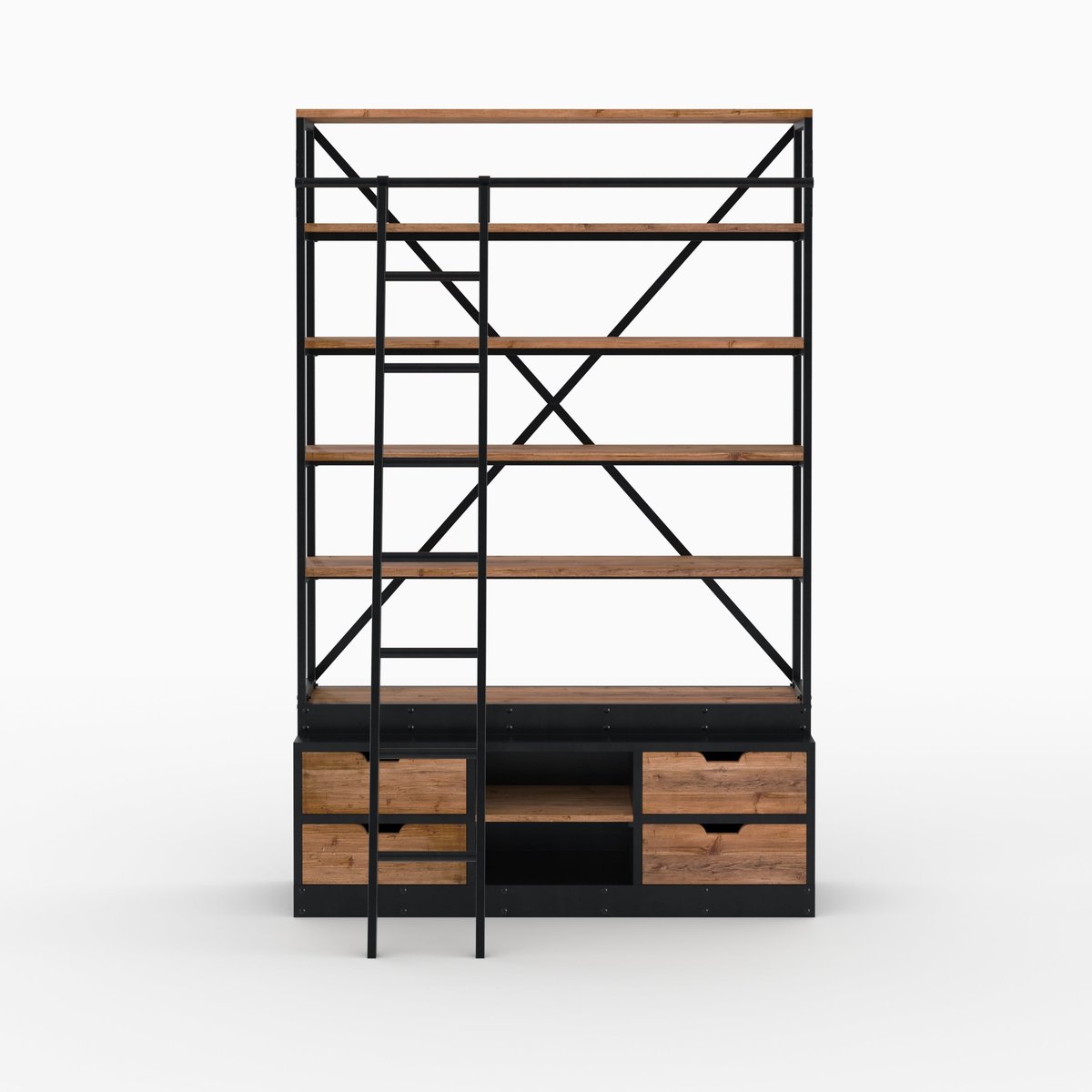Ensemble de 2 bibliothèques en bois et métal - KASI bois et métal, MAISON PAVANE
