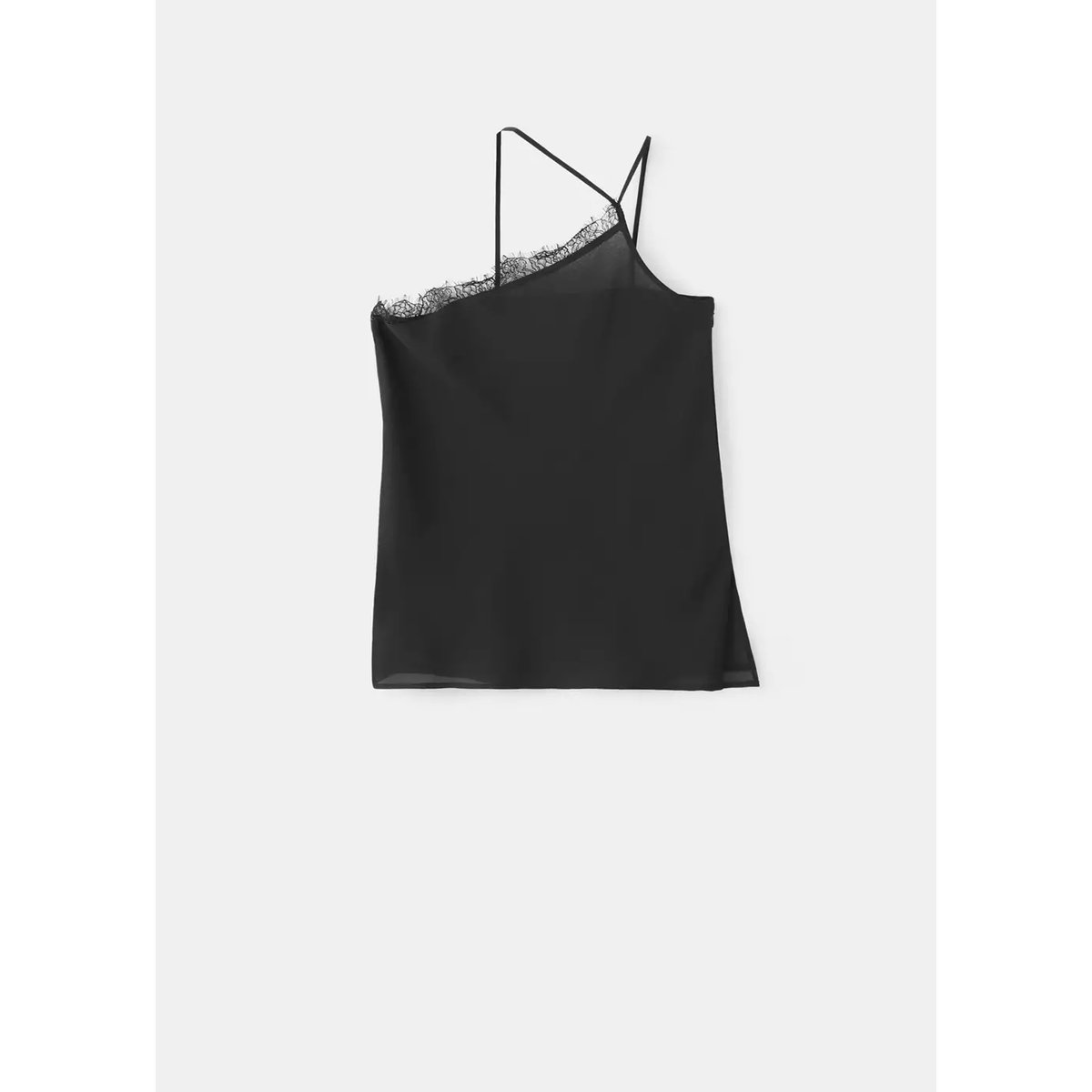 Top à bretelles détails en dentelle noir, MANGO TEEN