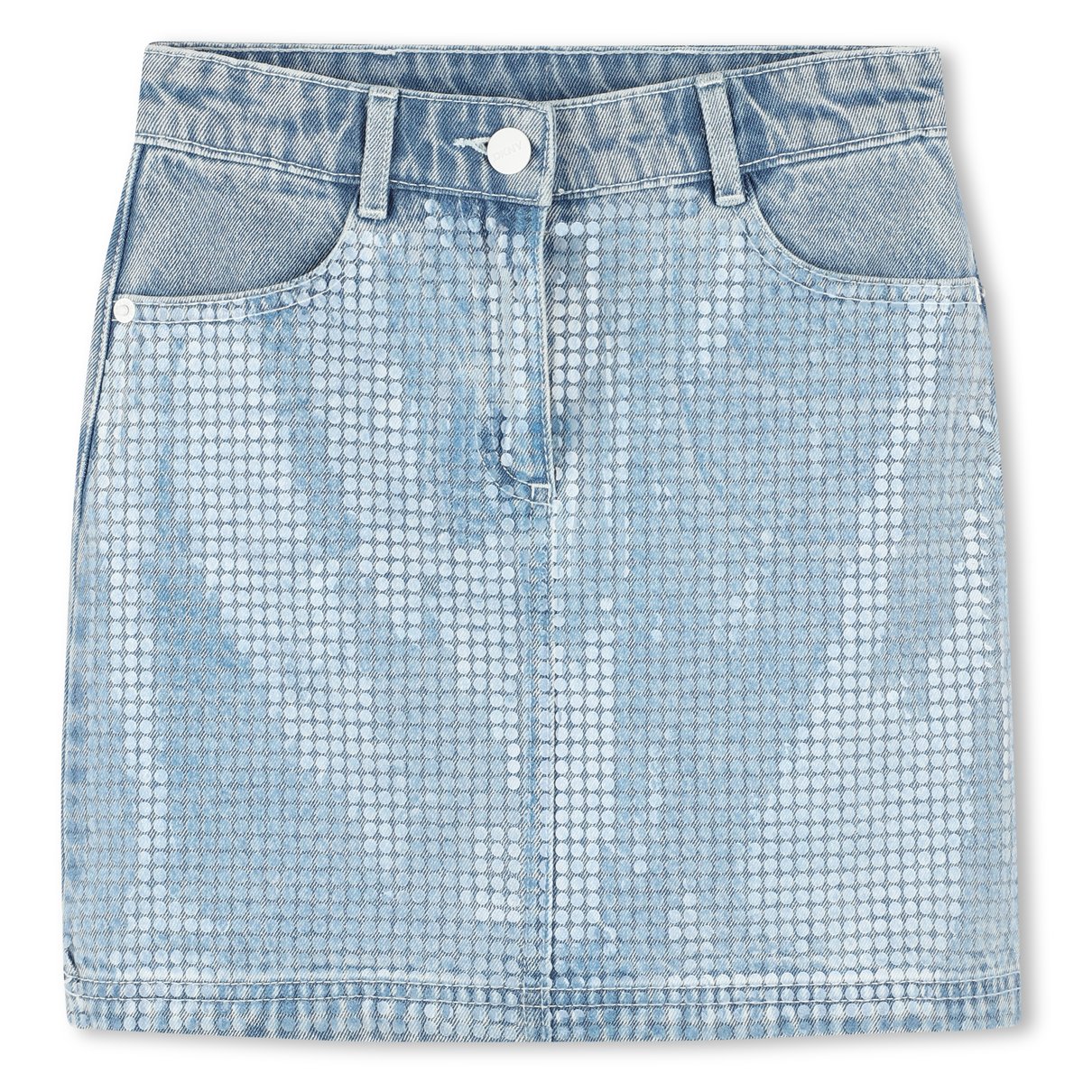Jupe courte en jean bleach, DKNY