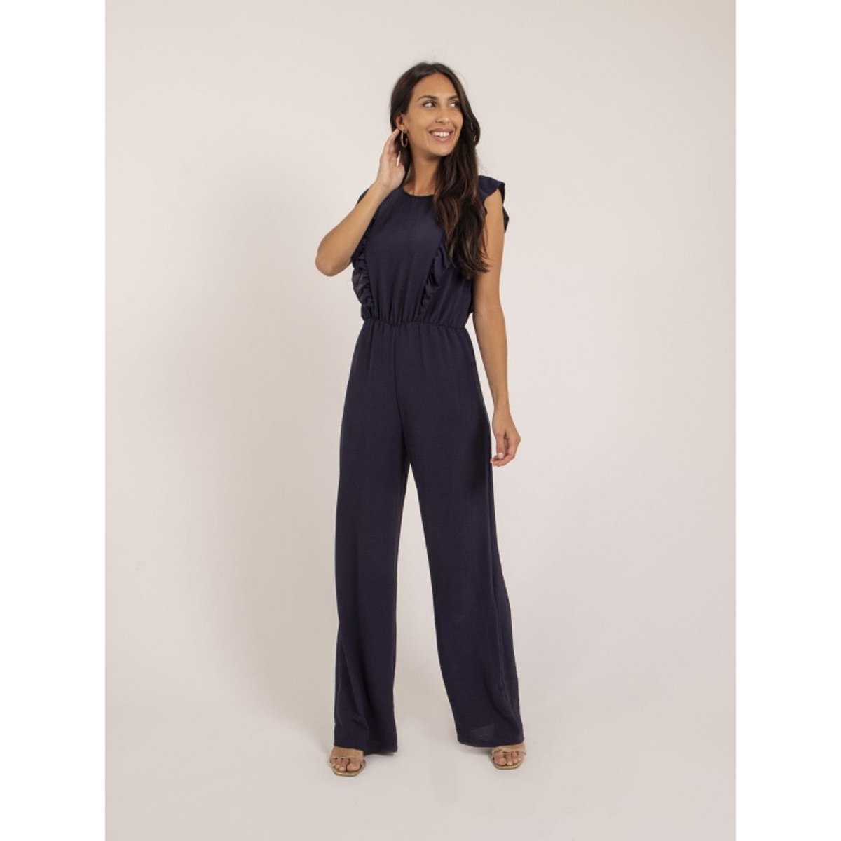 Combi Pantalon Fluide Elvira bleu marine, DONA LISA