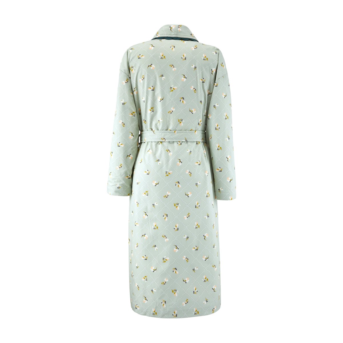 Peignoir long en percale de coton,BERGAMOTE a motif, DESFORGES