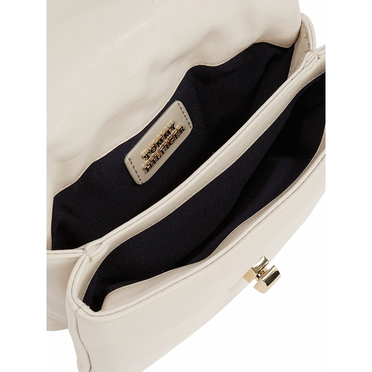 Soft Leather Crossover Bag with Chain Strap beige, TOMMY HILFIGER