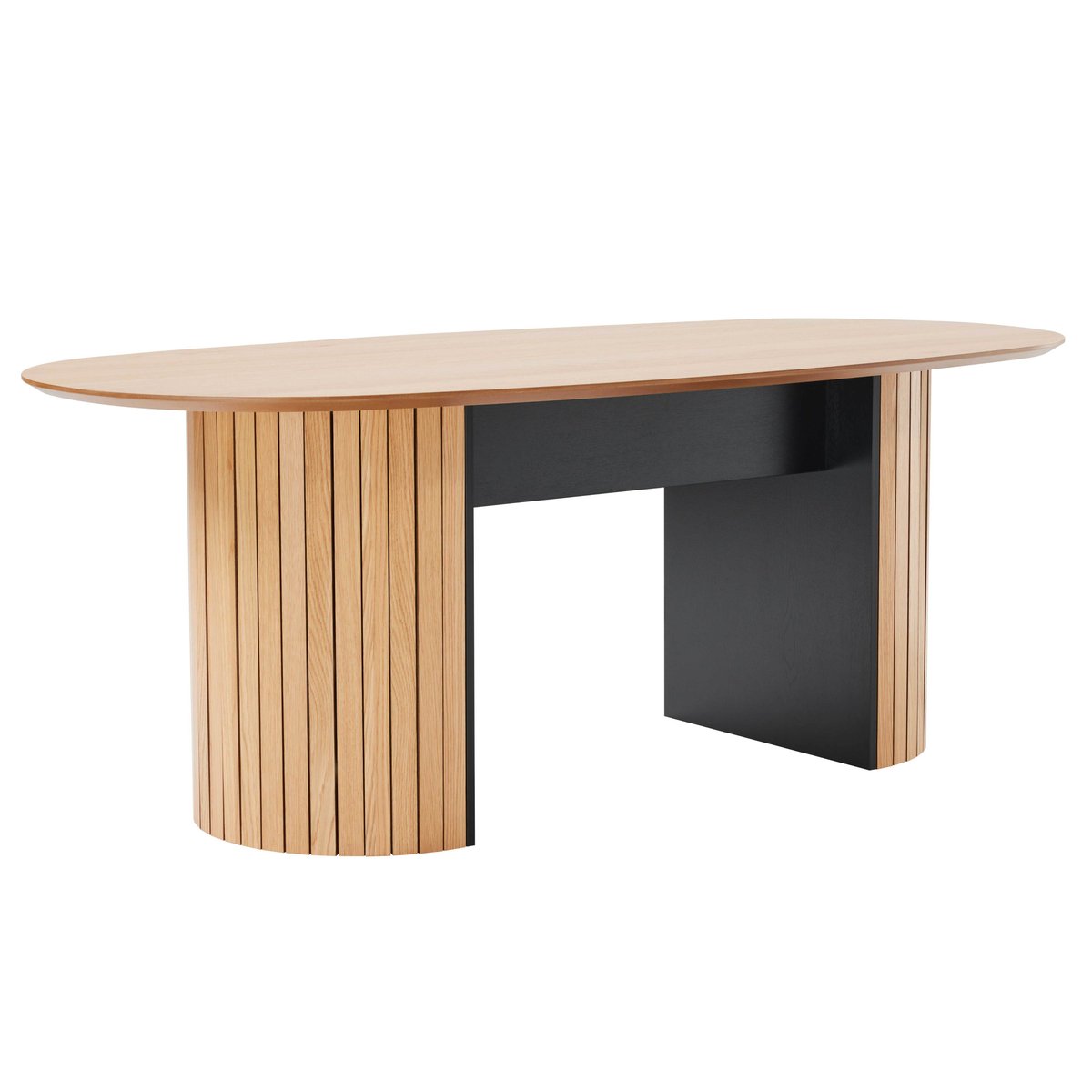 Table à manger avec plateau en mfd plaqué chêne 10 personnes, NAYA bois, OVIALA