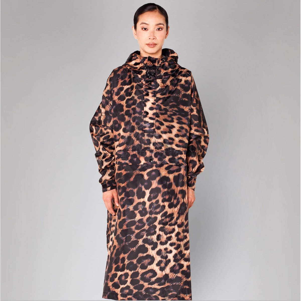 Poncho de pluie imperméable DARK LEOPARD marron – léopard noir & chocolat, RAINKISS