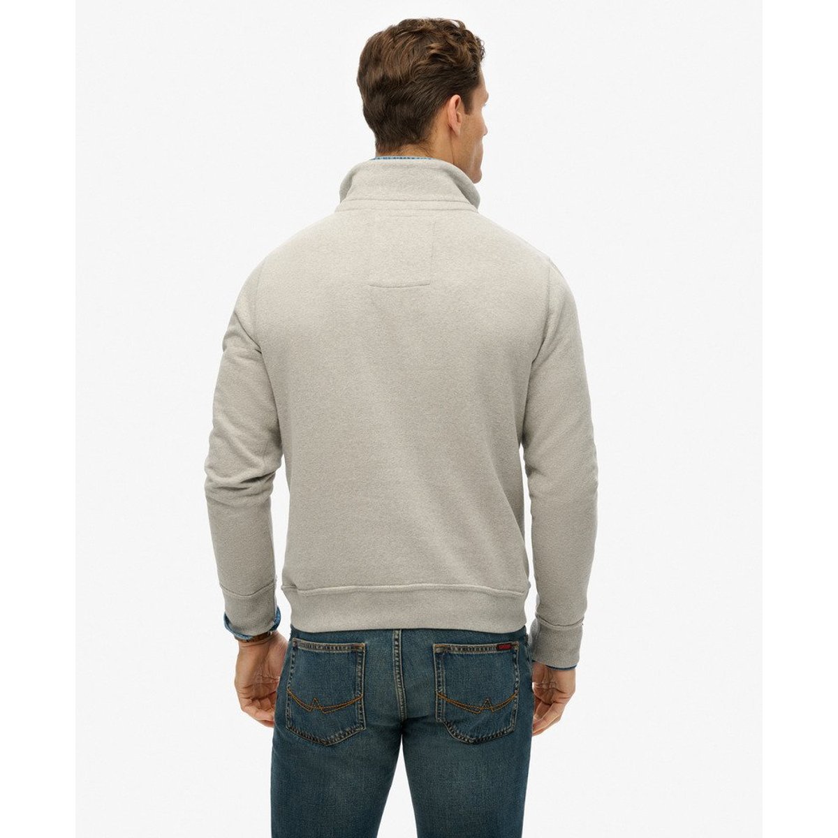 Sweatshirt Henley Vintage Athletic sweat vintage gris clair chiné, SUPERDRY