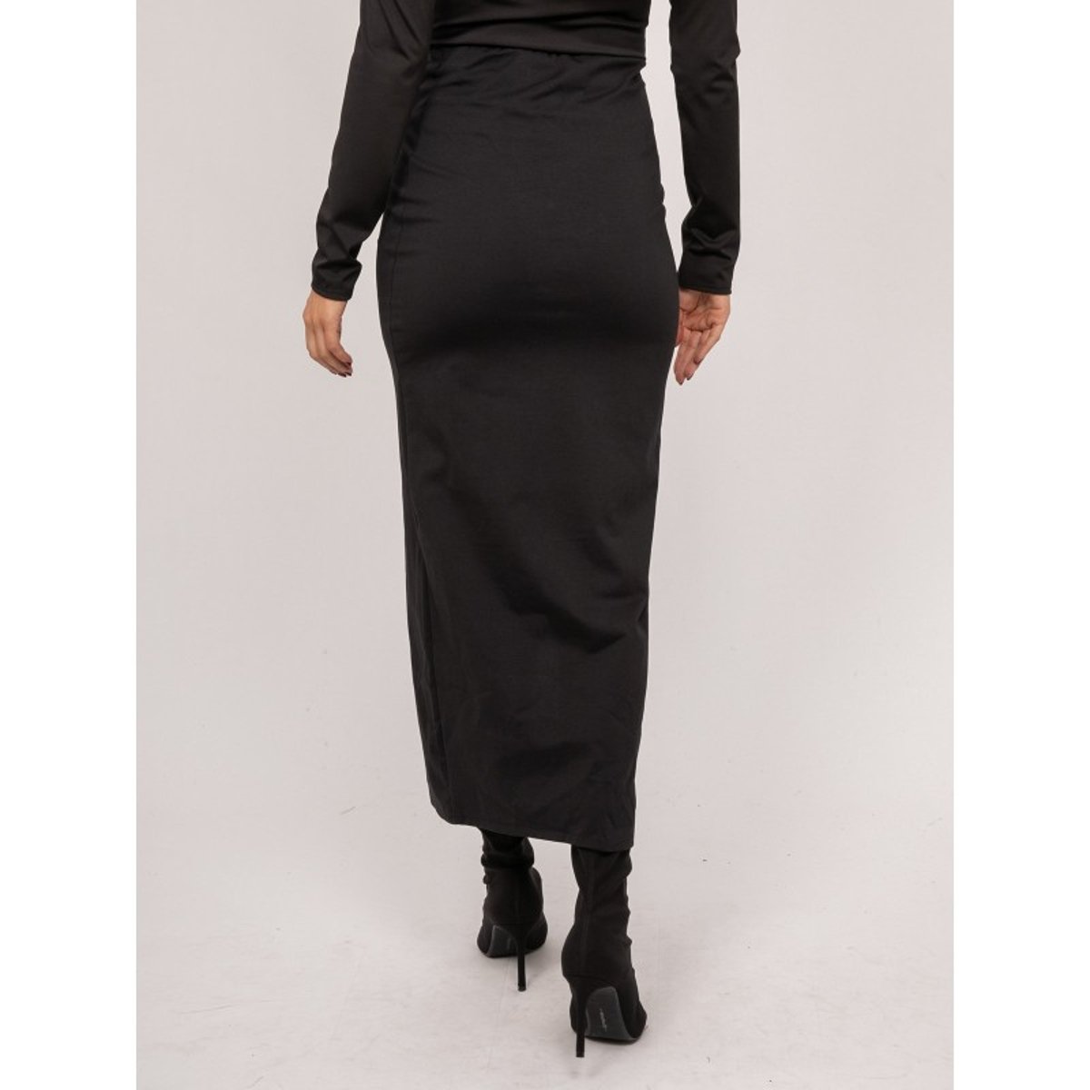 Jupe Longue Moulante Fendue Xaviel noir, DONA LISA