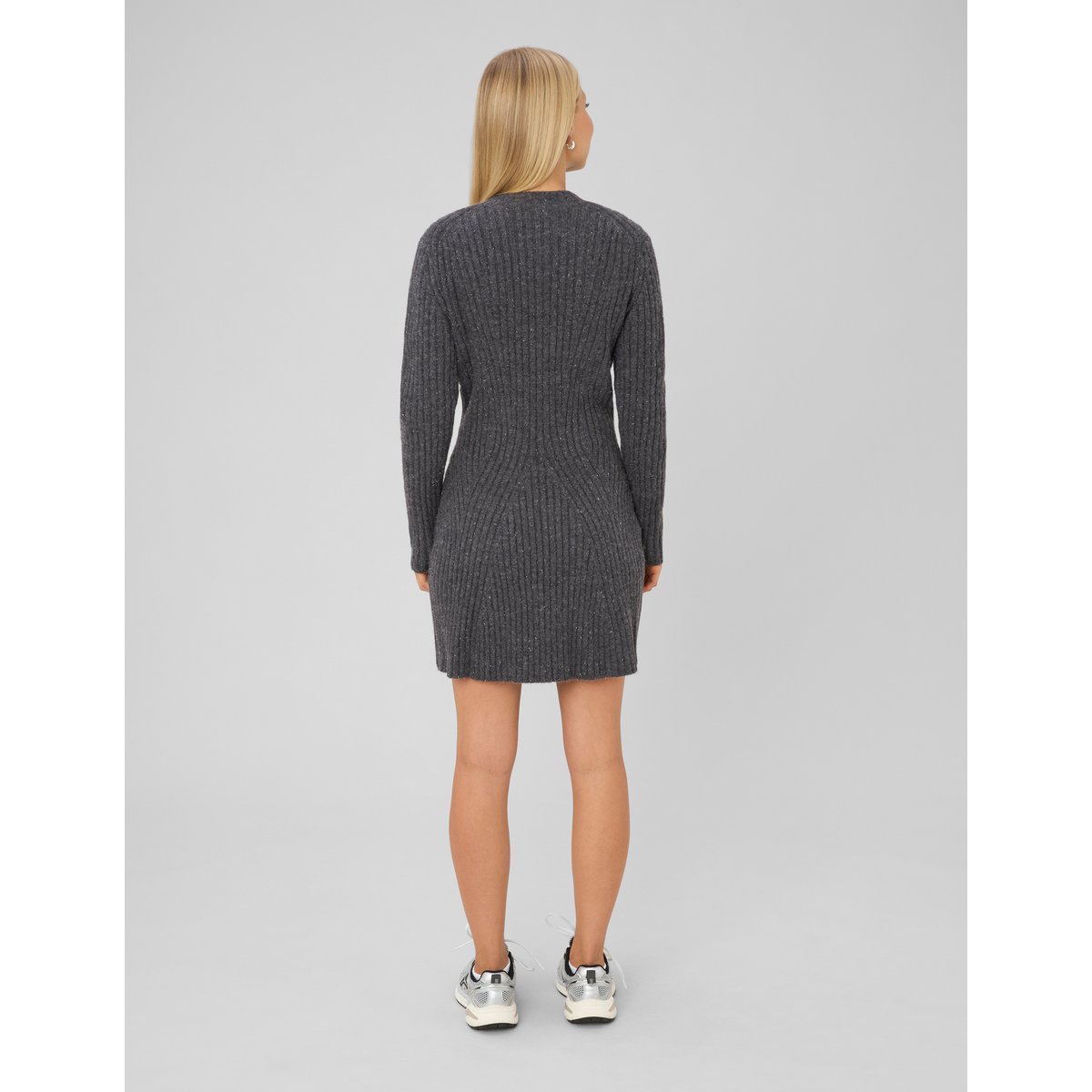 Robe pull côtelée gris clair, BZB