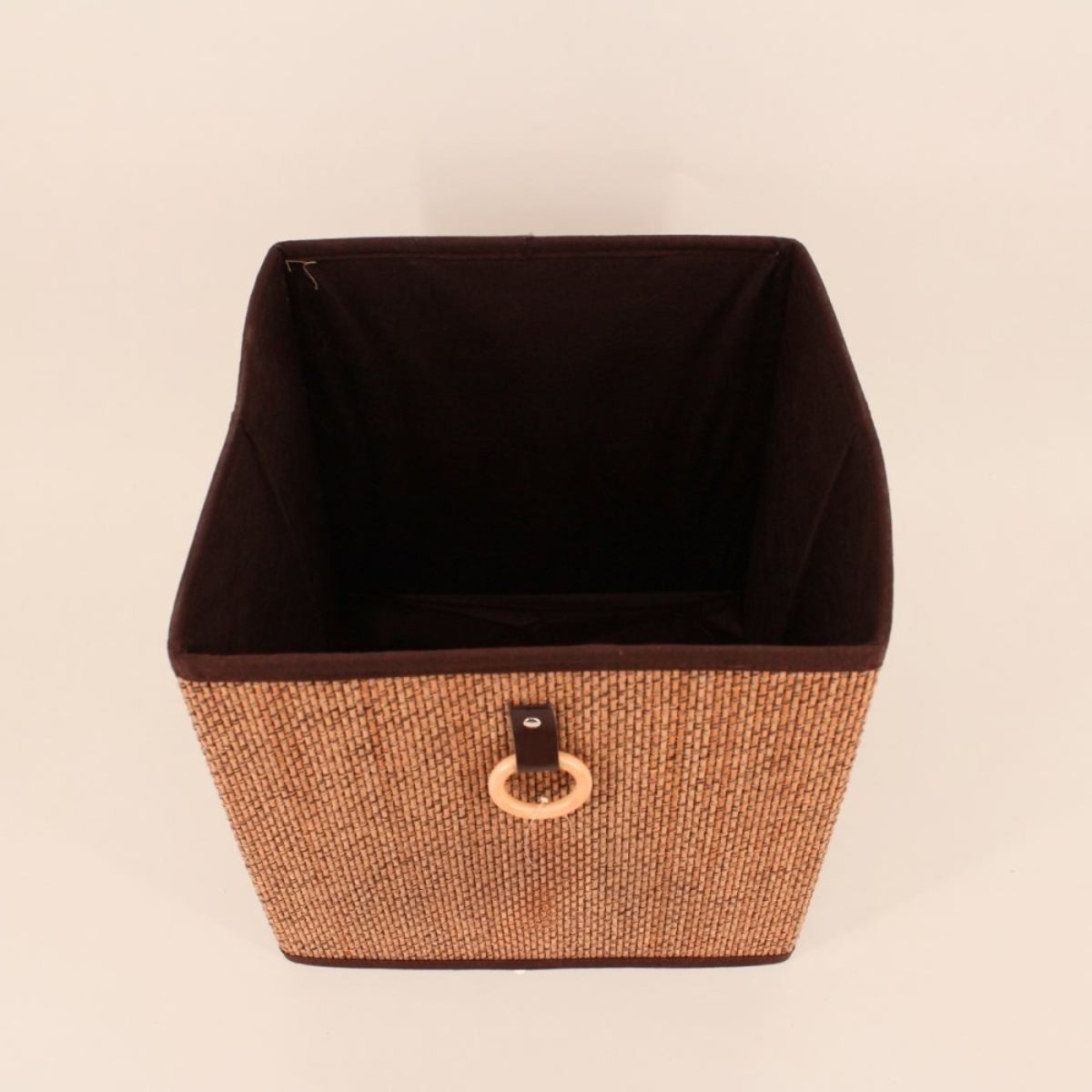 Cube de rangement en bambou tressé 31x31x31cm beige, ORNAMI