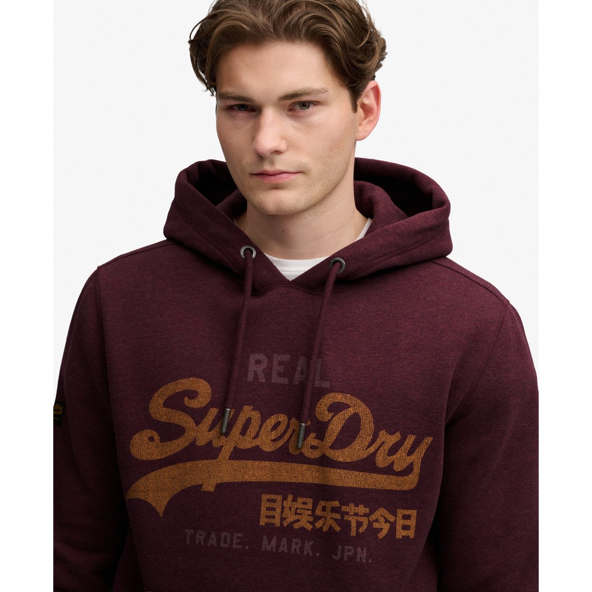 Sweat à capuche Vintage Logo Heritage Décontracté porto tawny chiné, SUPERDRY