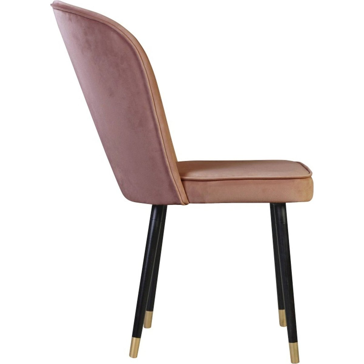 Chaise rembourrée collection GUAVRA en velours rose velours avec pieds noirs et embouts dorés, RECOLLECTION