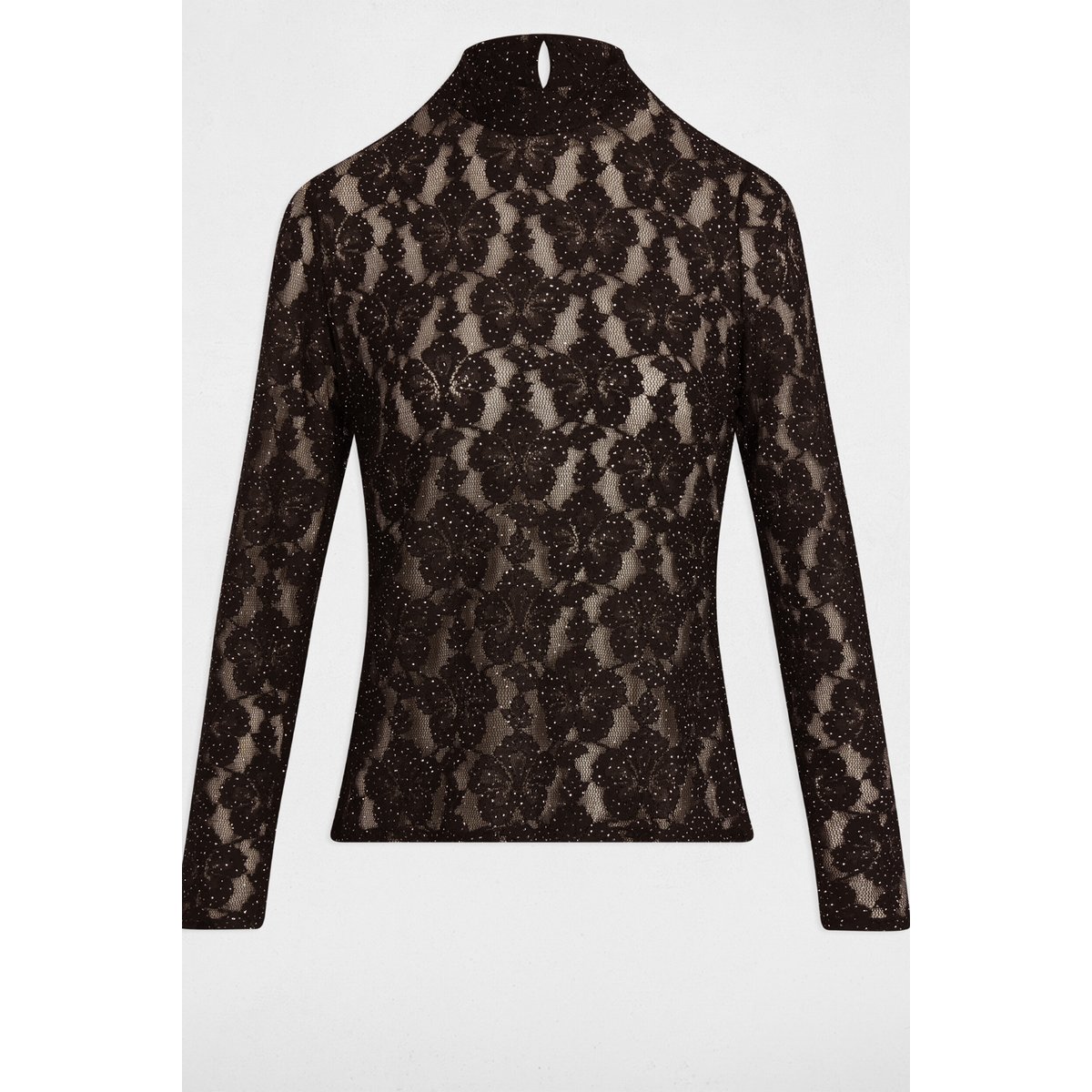 T-shirt dentelle ajouré noir, MORGAN