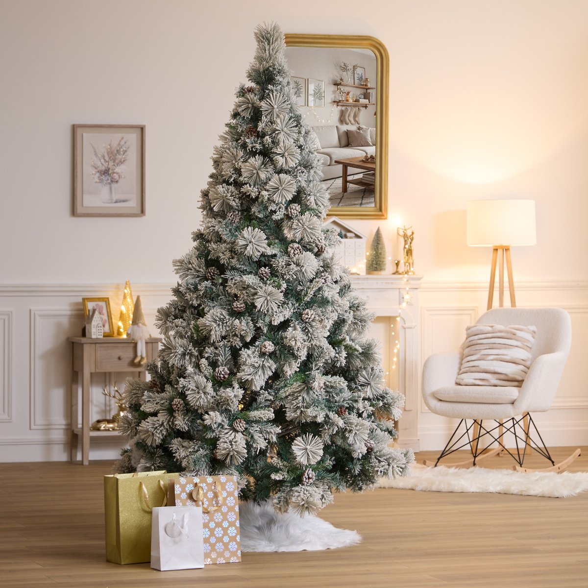 Sapin floqué Minnesota 210 cm blanc, FEERIC LIGHTS & CHRISTMAS