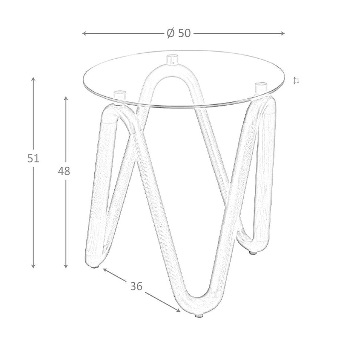 Table d'angle ronde en verre trempé et noyer verre | noyer, ANGEL CERDA