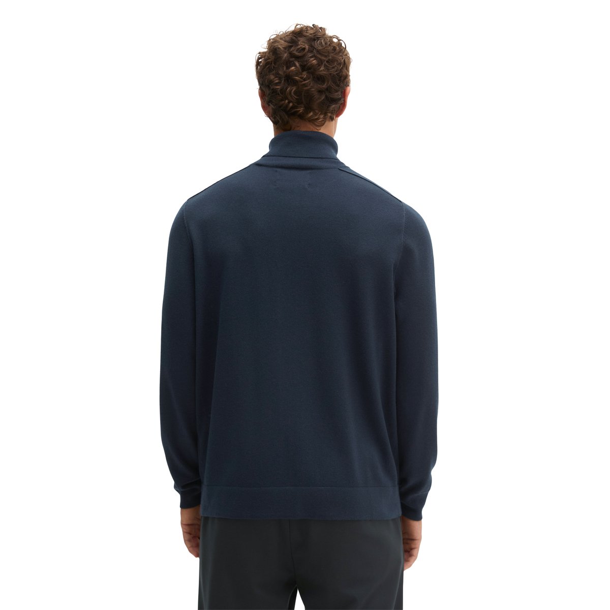 Pull à col roulé regular en laine mérinos douce bleu foncé, MARC O'POLO