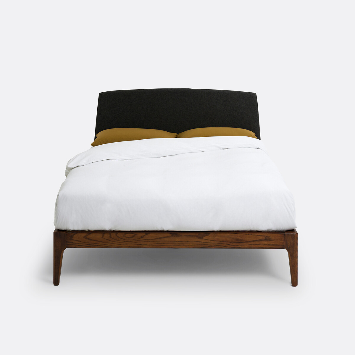 Cama con somier de cabecero AGURA gris oscuro / nogal, LA REDOUTE INTERIEURS
