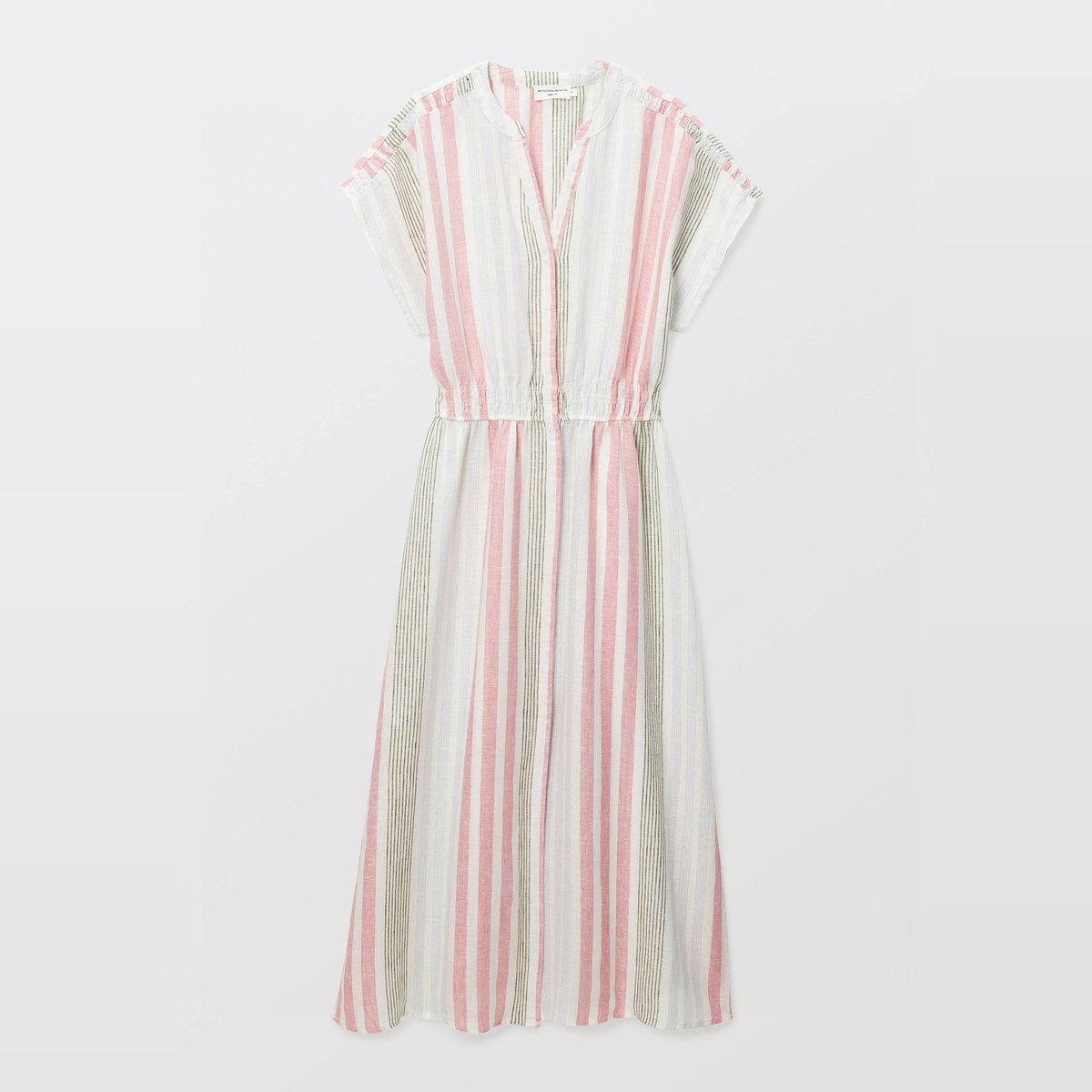 Robe midi imprimée en lin azalee, MONOPRIX