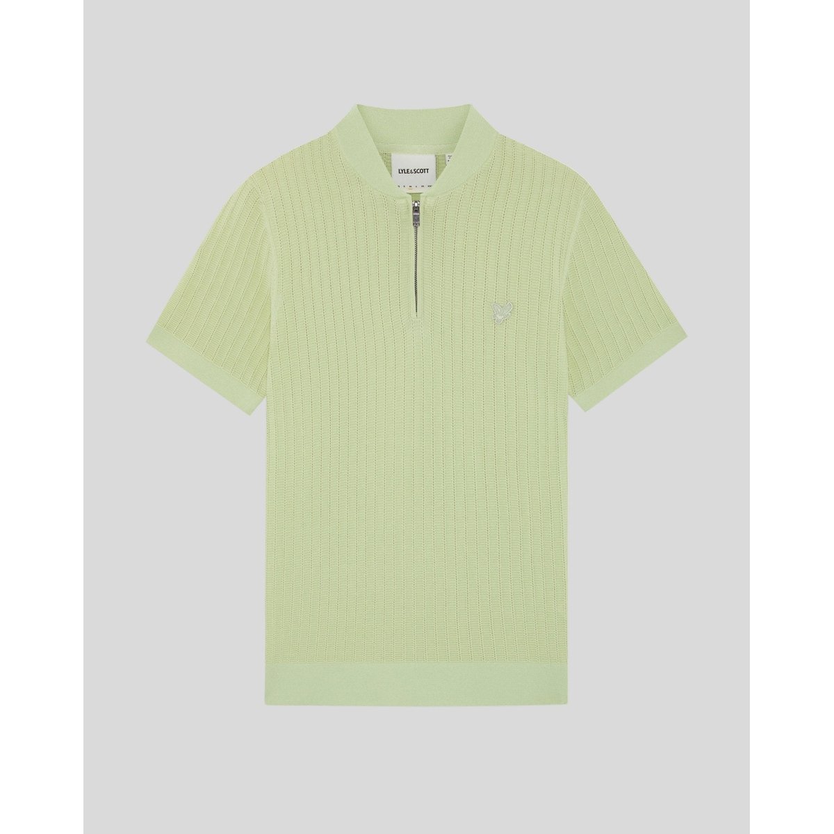 Polo camionneur en coton zippé en maille vert légumes verts tendres, LYLE & SCOTT