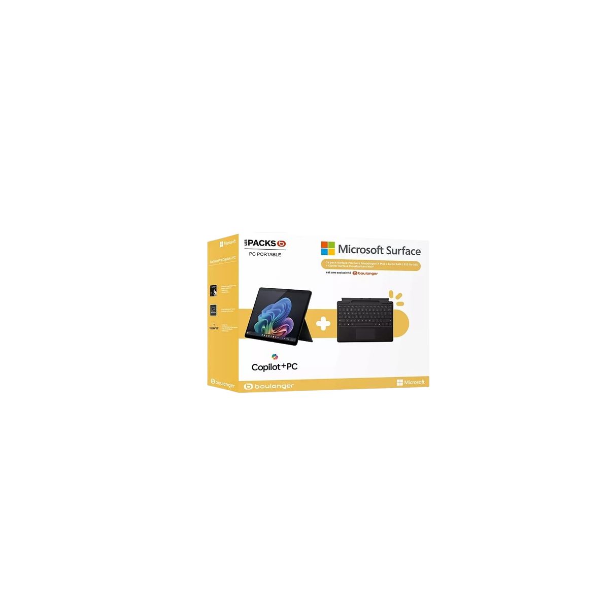 PC Hybride Surface Pro 13" Snapdragon X plus 16 Go RAM LPDDR5x SSD 512 Go Copilot+PC couleur unique, MICROSOFT