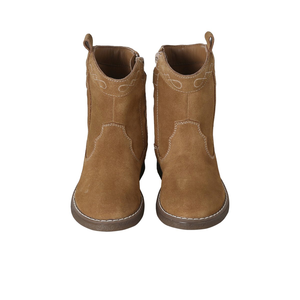 Boots cuir zippées marron, VERTBAUDET