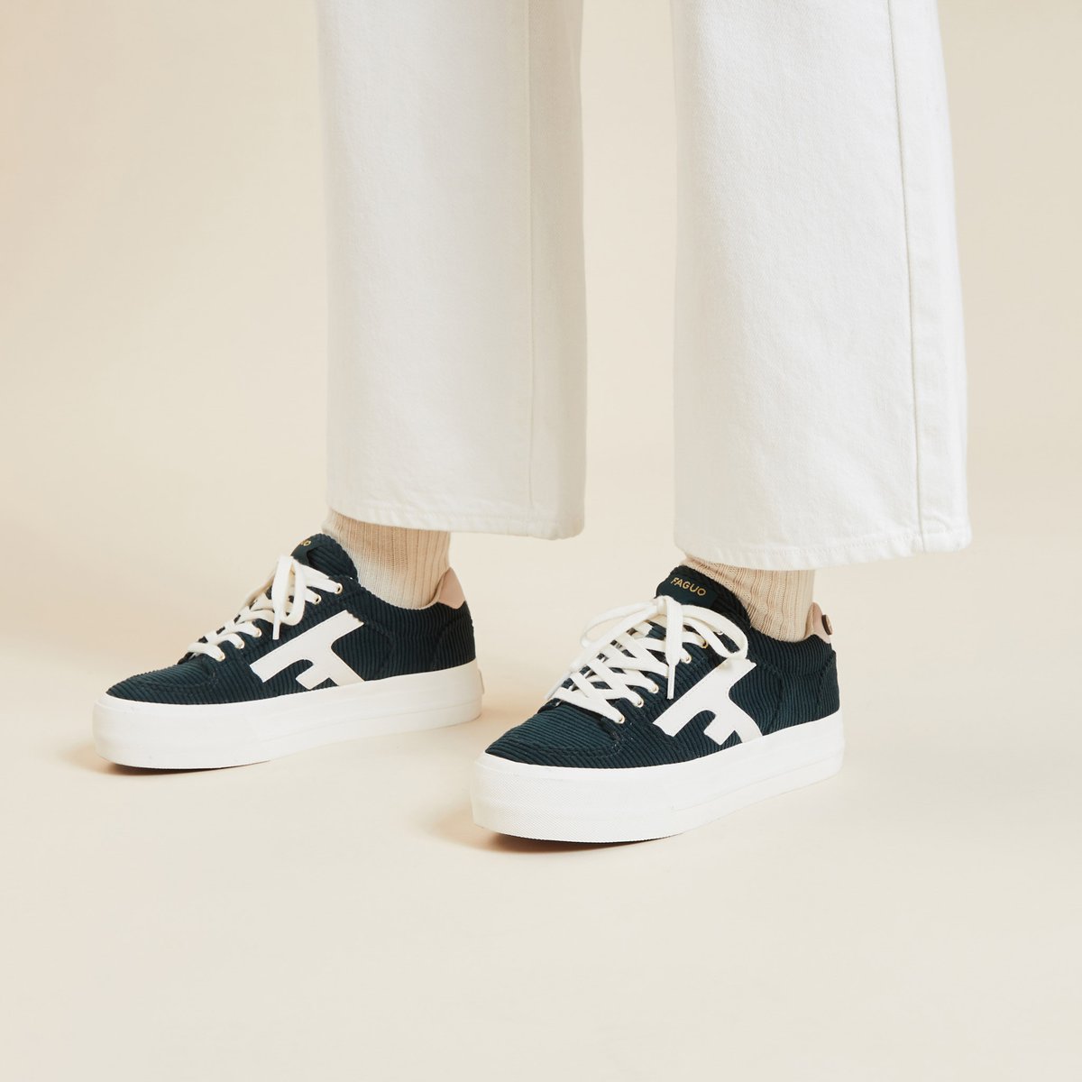 Baskets platform WALNUT vert émeraude, FAGUO