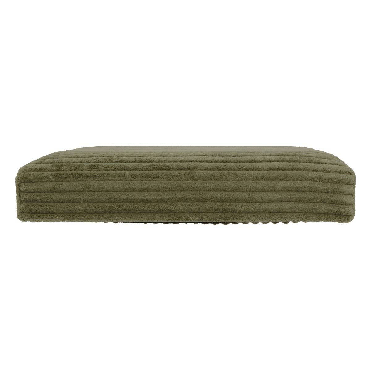 Pouf pliant coffre de rangement en velours côtelé ARUM vert kaki, ATMOSPHERA