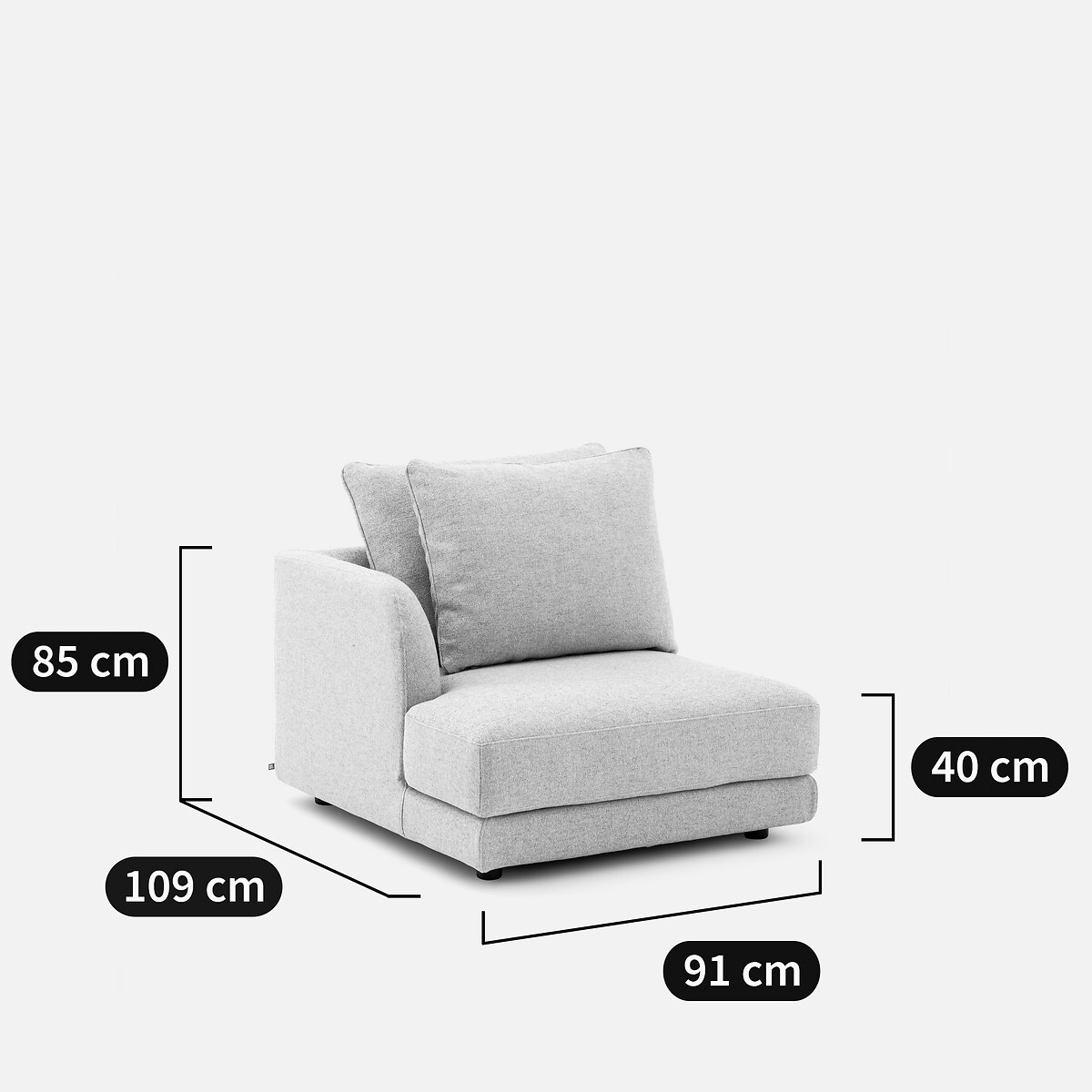 Linkes Sofa-Halbmodul, kombinierbar, aus strukturierter Viskose und Leinen, TIBERIO natur, AM.PM