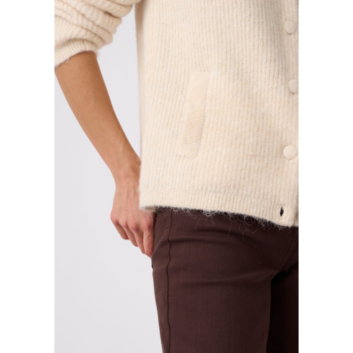 Cardigan maille perlée Thermolactyl marron ivoire, DAMART