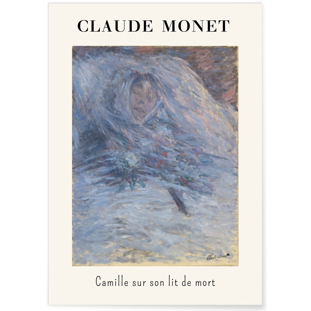 Affiche Claude Monet - Camille sur son Lit de Mort blanc, L'AFFICHERIE