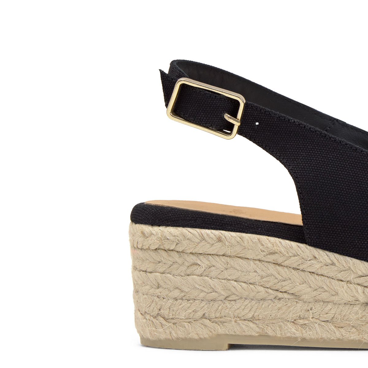 Espadrilles compensées en coton bio à bout carré ouvert DOSALIA PLATFORM noir, CASTANER