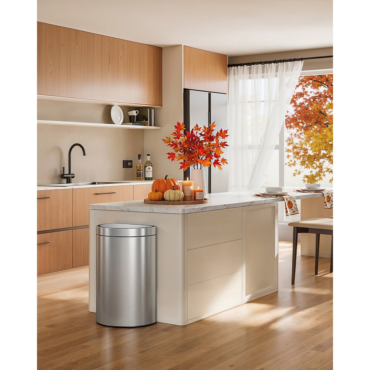 Semi-Round Balde de Sensor Mirage 47L, EKO inox mate, EKO