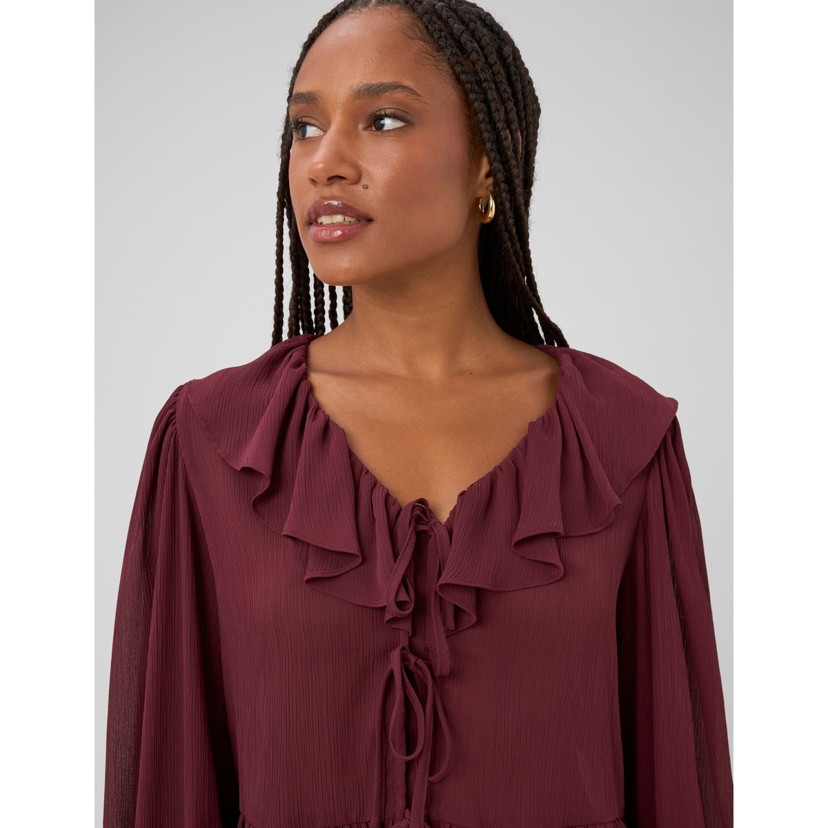 Blouse à volants bordeaux, BZB