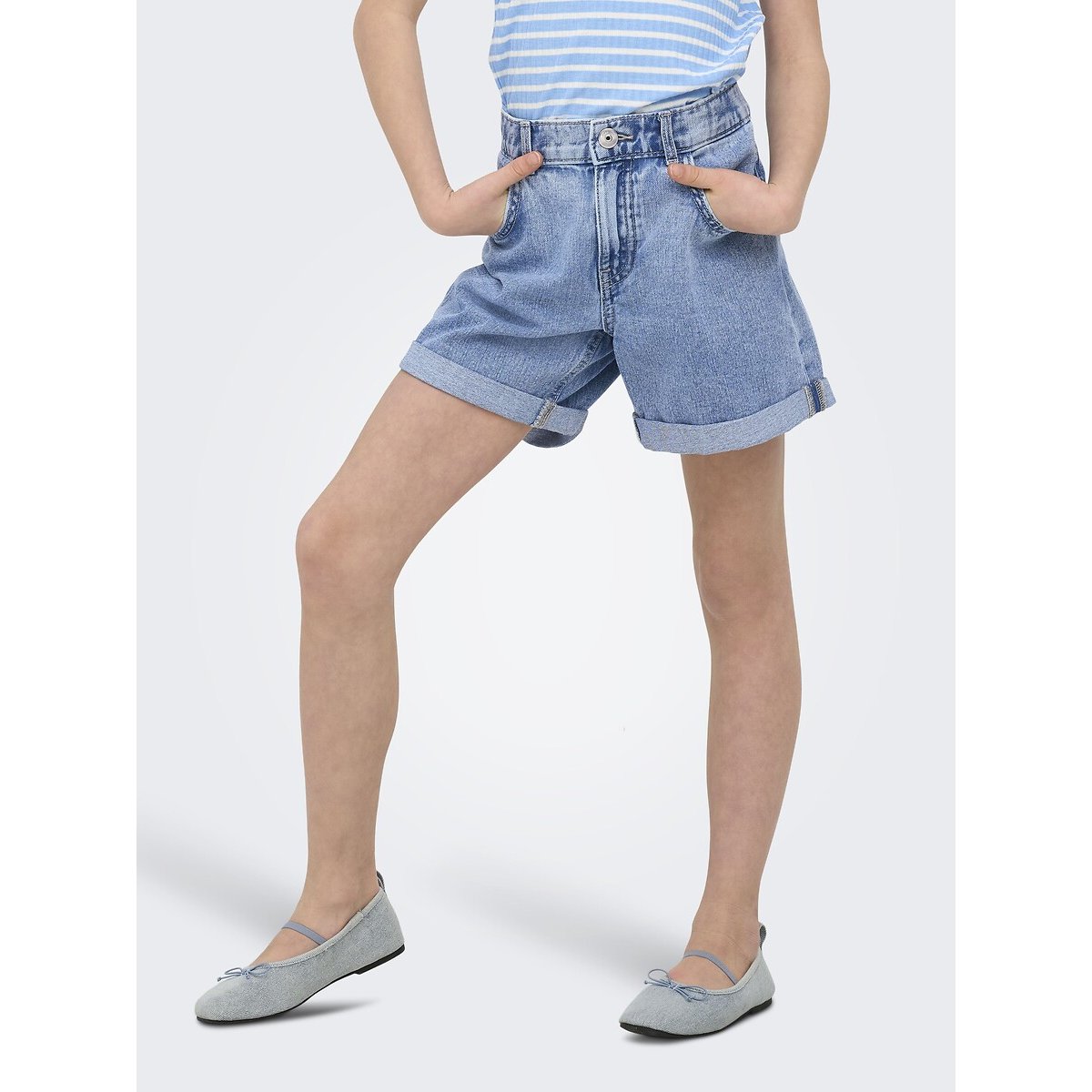 Pantaloncini di jeans, taglio mom jeans chiaro, KIDS ONLY