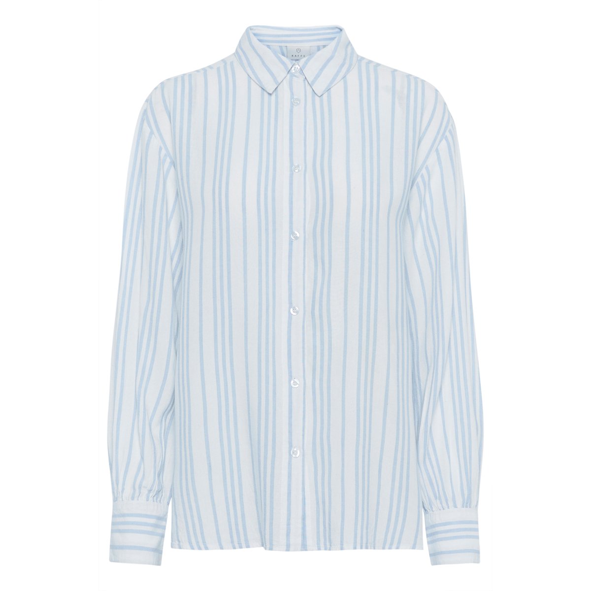 Long sleeved shirt blanc chalk/bleu soft chambray rayé, KAFFE