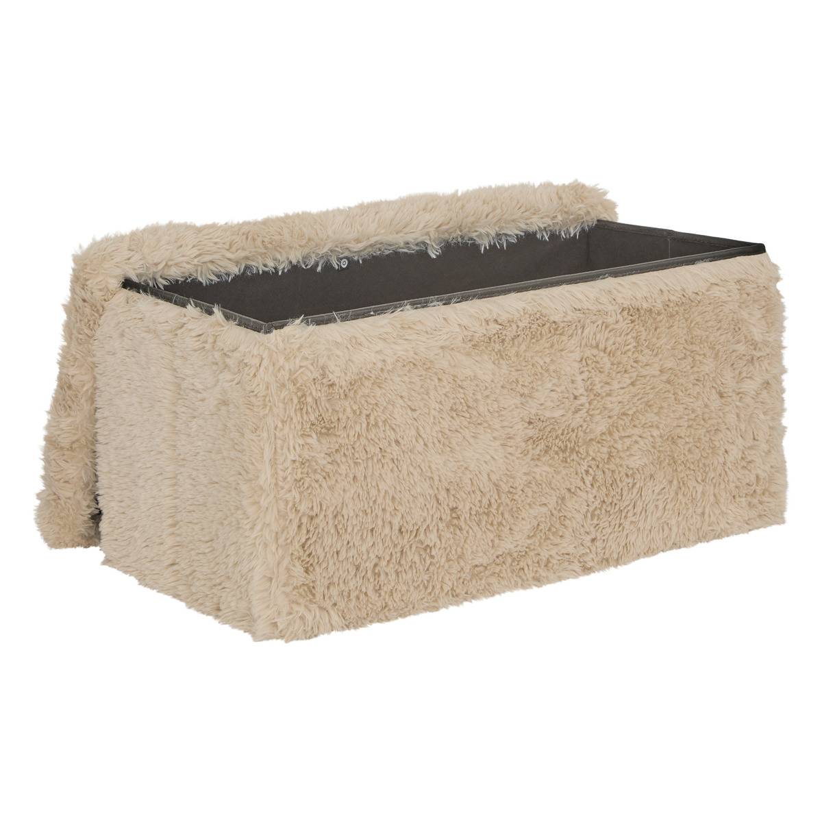 Pouf rectangulaire pliable avec rangement DUVIA beige, ATMOSPHERA