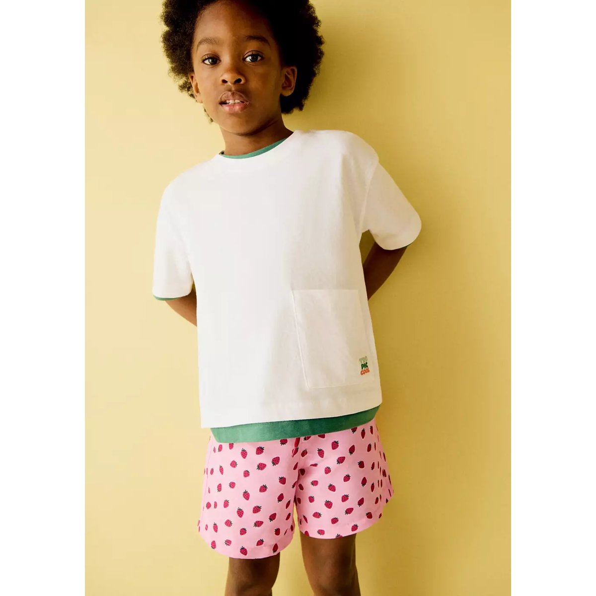 Maillot de bain imprimé fraises rose, MANGO BABY