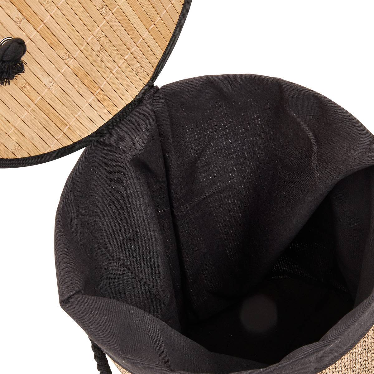 Panier à linge rond 48L STEMY noir, 5FIVE SIMPLY SMART