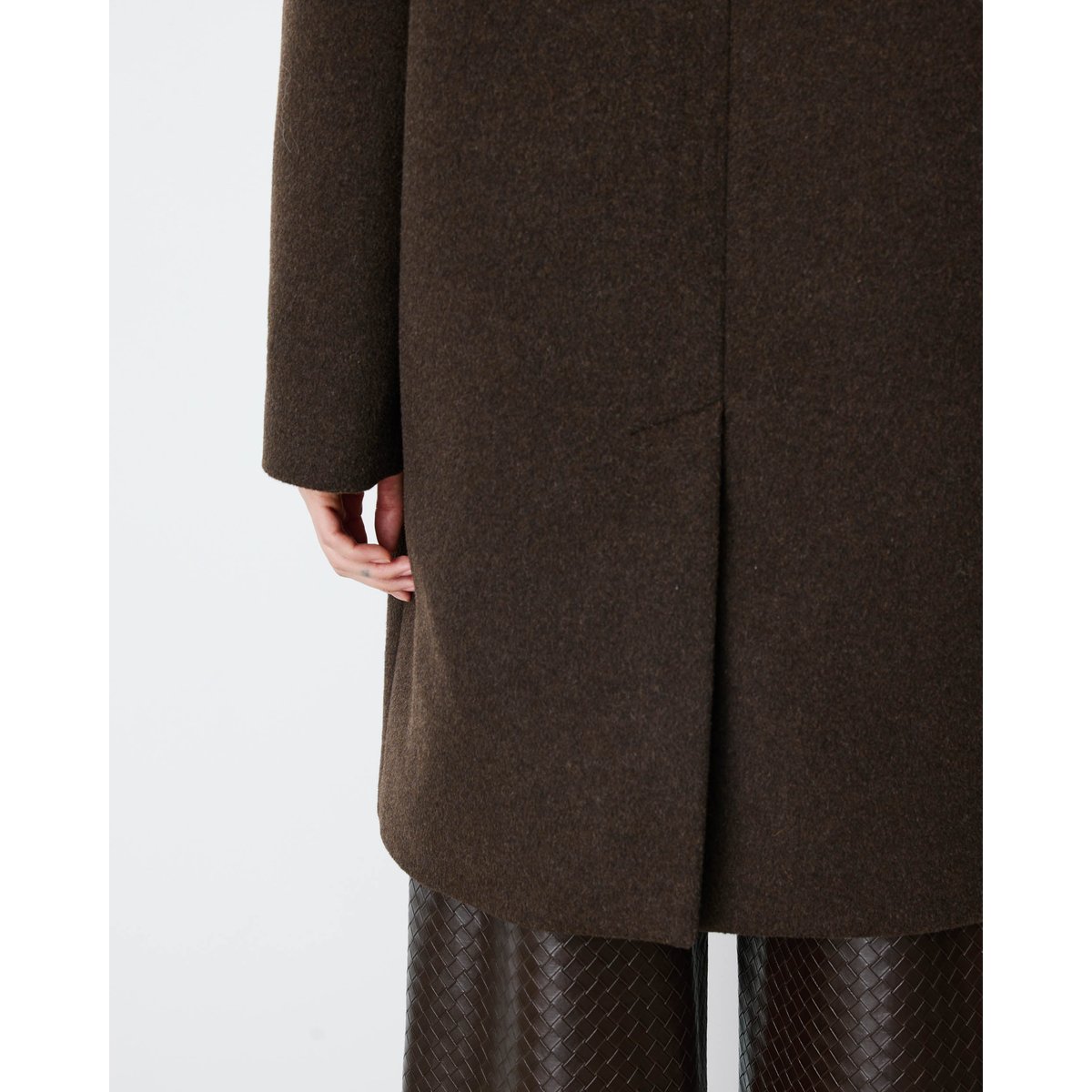 Manteau long croisé en laine mélangée grege Alois chocolat, GRACE & MILA