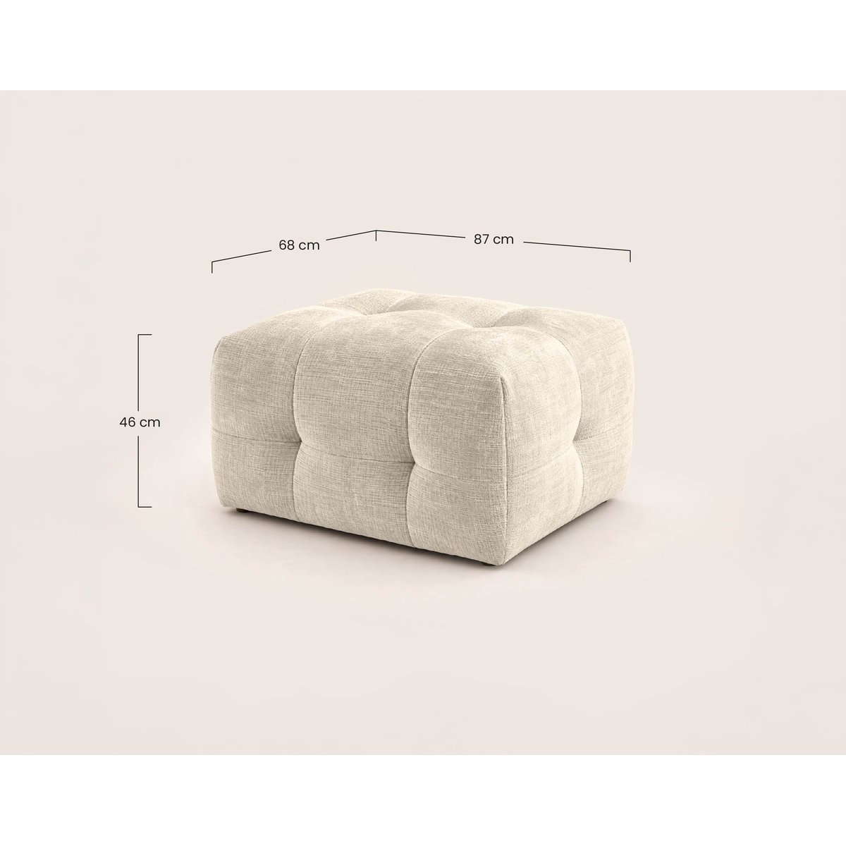 Pouf en velours texturé, DIANE beige, BEST MOBILIER