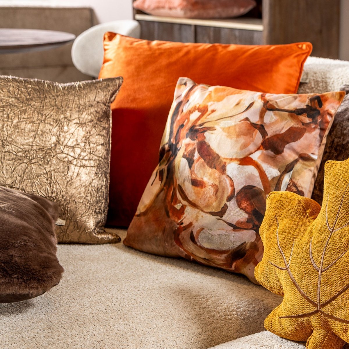 Coussin Maudy brun clair, DUTCH DECOR