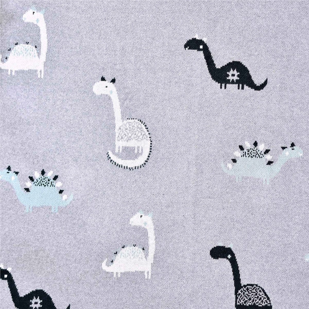 Couverture plaid en coton bio TRICOT gris, dino, SEVIRA KIDS