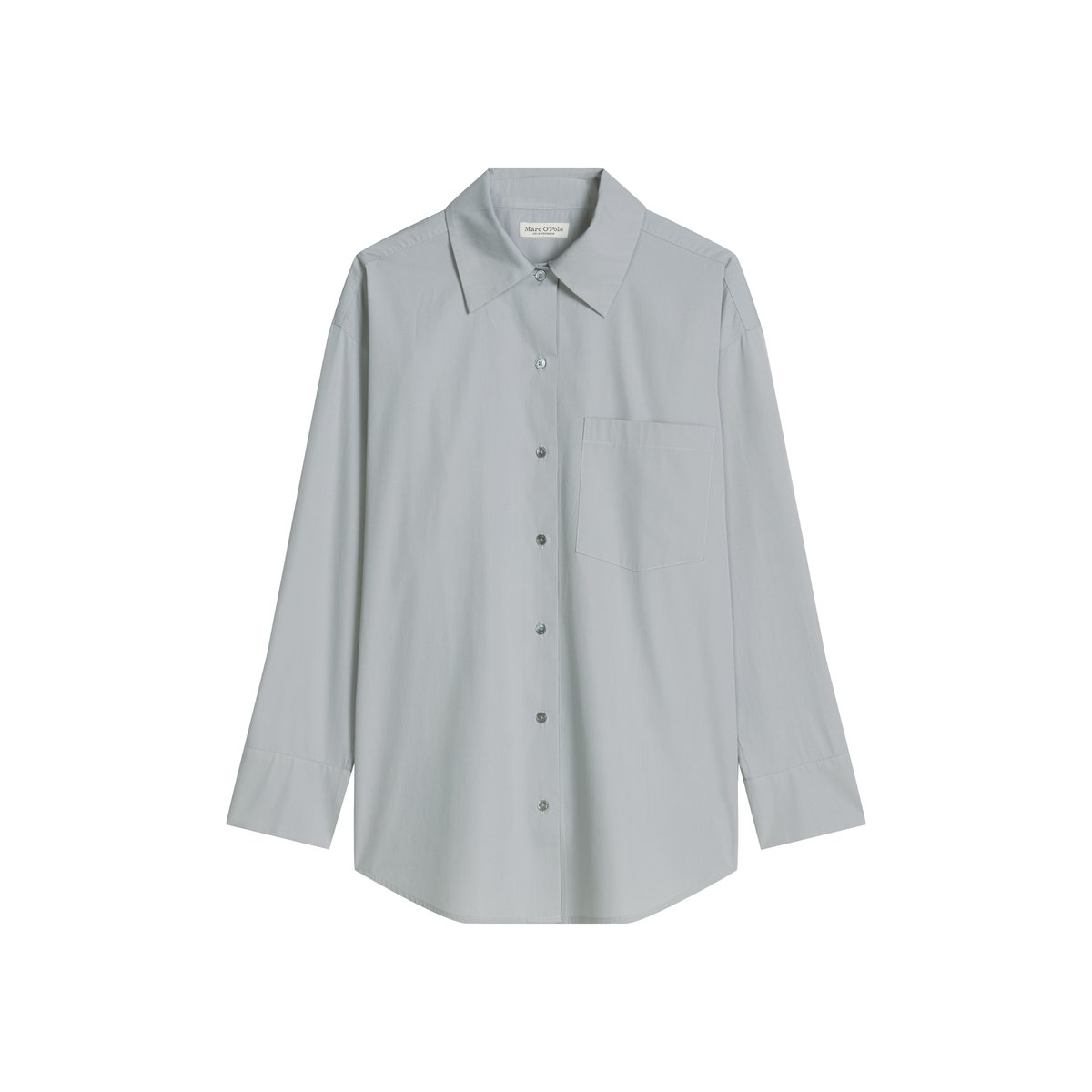 Blouse boyfriend relaxed en popeline de coton premium gris, MARC O'POLO