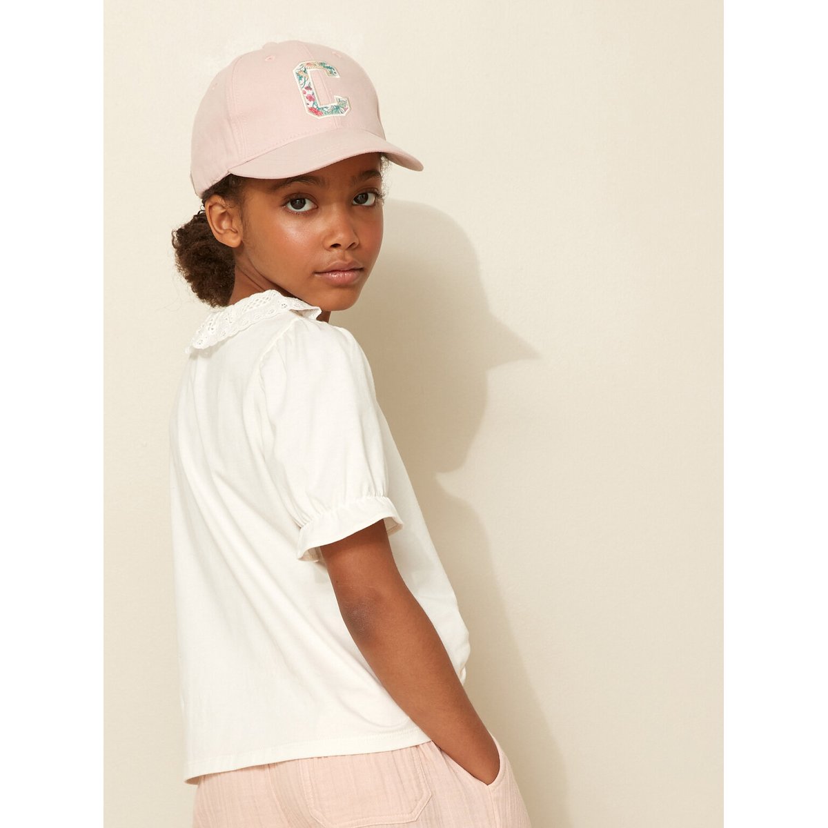 T-shirt col dentelle - coton biologique ecru, CYRILLUS
