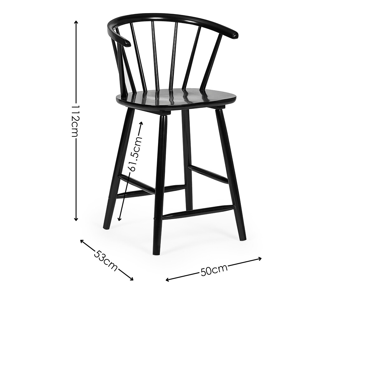 Mirella Curved Solid Wood Bar Stool black, SO'HOME