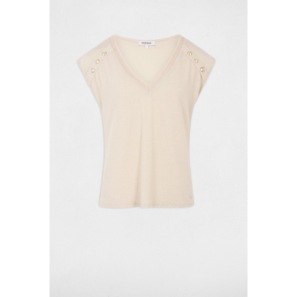 T-shirt manches courtes beige fonce, MORGAN